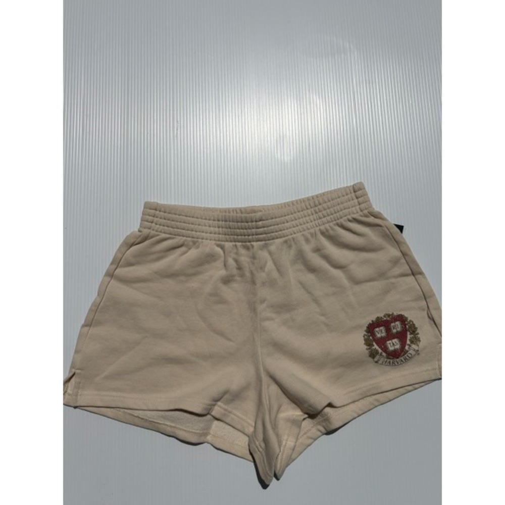 Forever 21 Shorts Womens Small Harvard Sweatshorts Cozy Preppy Vintage Y2K Beige